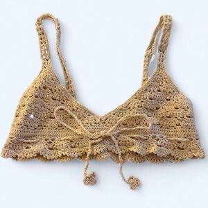 Staring at Stars Crochet Tie-Front Bralette in Cream